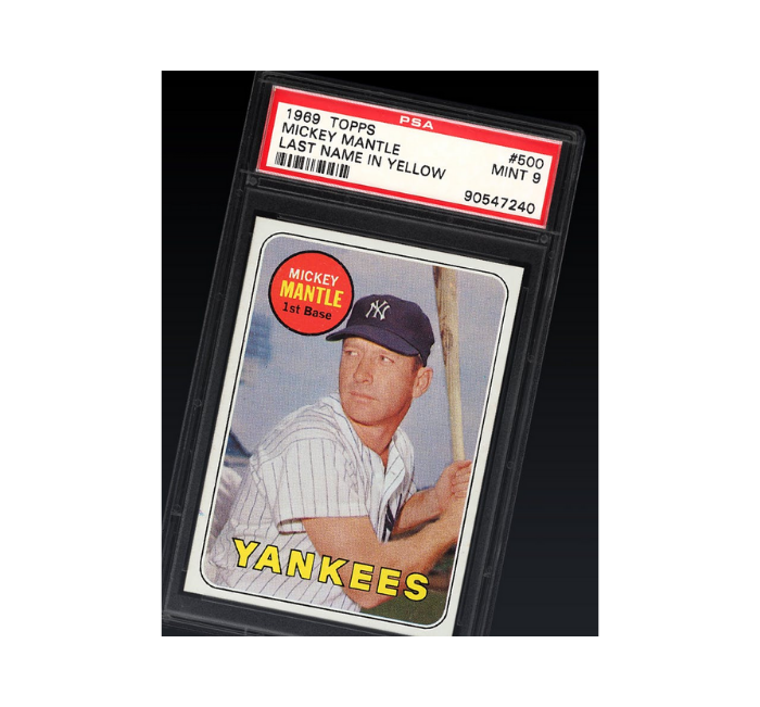 mickey mantle name in yellow sports cards