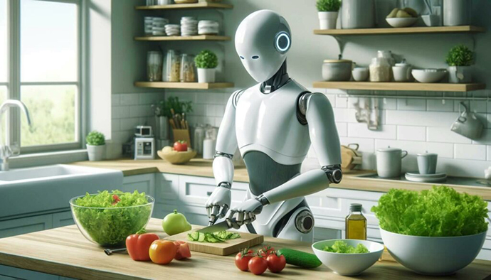 robot making a salad